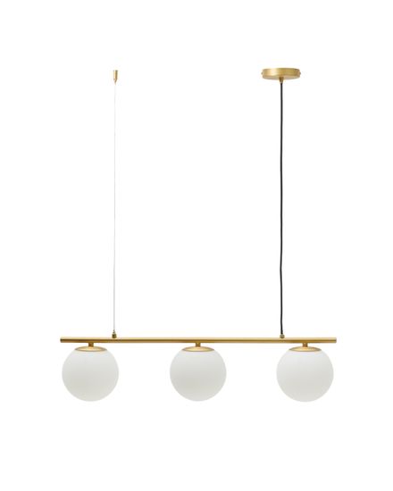 Люстра Brisia из металла в латунной отделке с 3 стеклянными плафонами Ø15 см