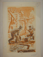 "Одиннадцать оригинальных подлинных рисунков, а также макет титульного листа, работы художника В.Наумова к книге Я.Тайца " Дом."