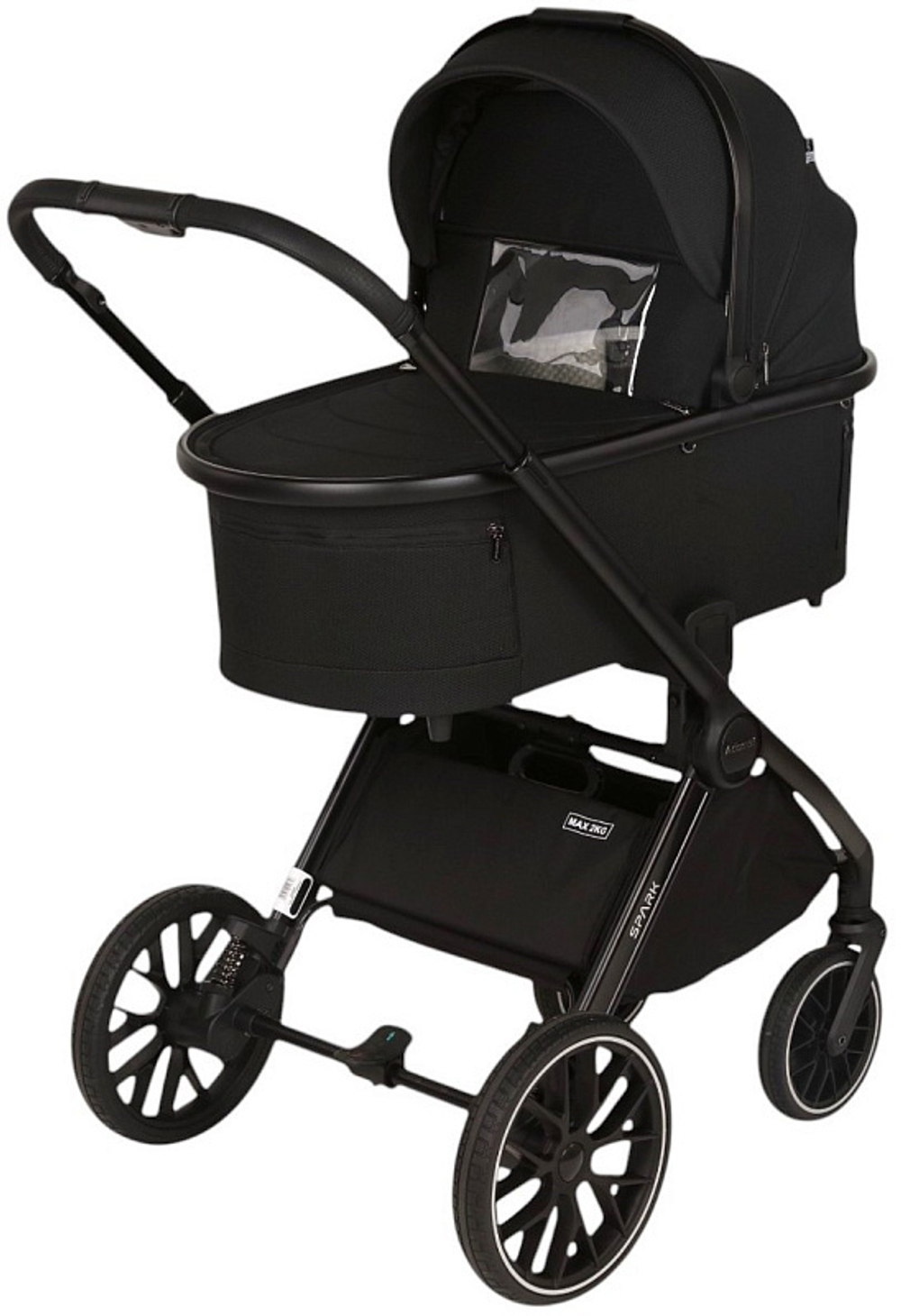 Детская коляска Adamex Spark 2 в 1 7-CARBON-VELVET - ЧЁРНЫЙ-ЧЁРНАЯ РАМА