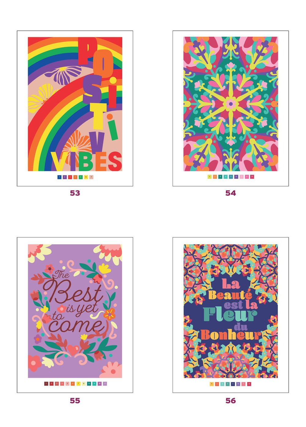 Hachette  раскраска по номерам  Coloriages mystères - Pensées positives