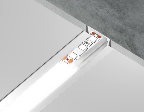 Алюминиевый профиль встраиваемый GP1001WH белый/матовый рассеиватель 2000*21.5*6.8, 2 заглушки в комплекте (для ленты до 11мм)