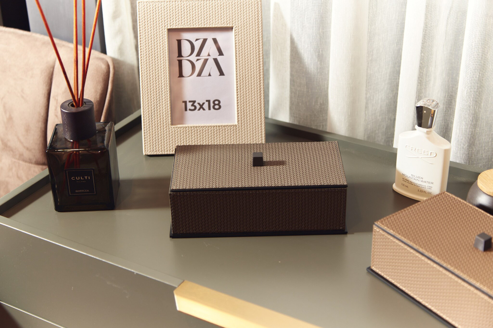 Шкатулка из кожи Коричневая