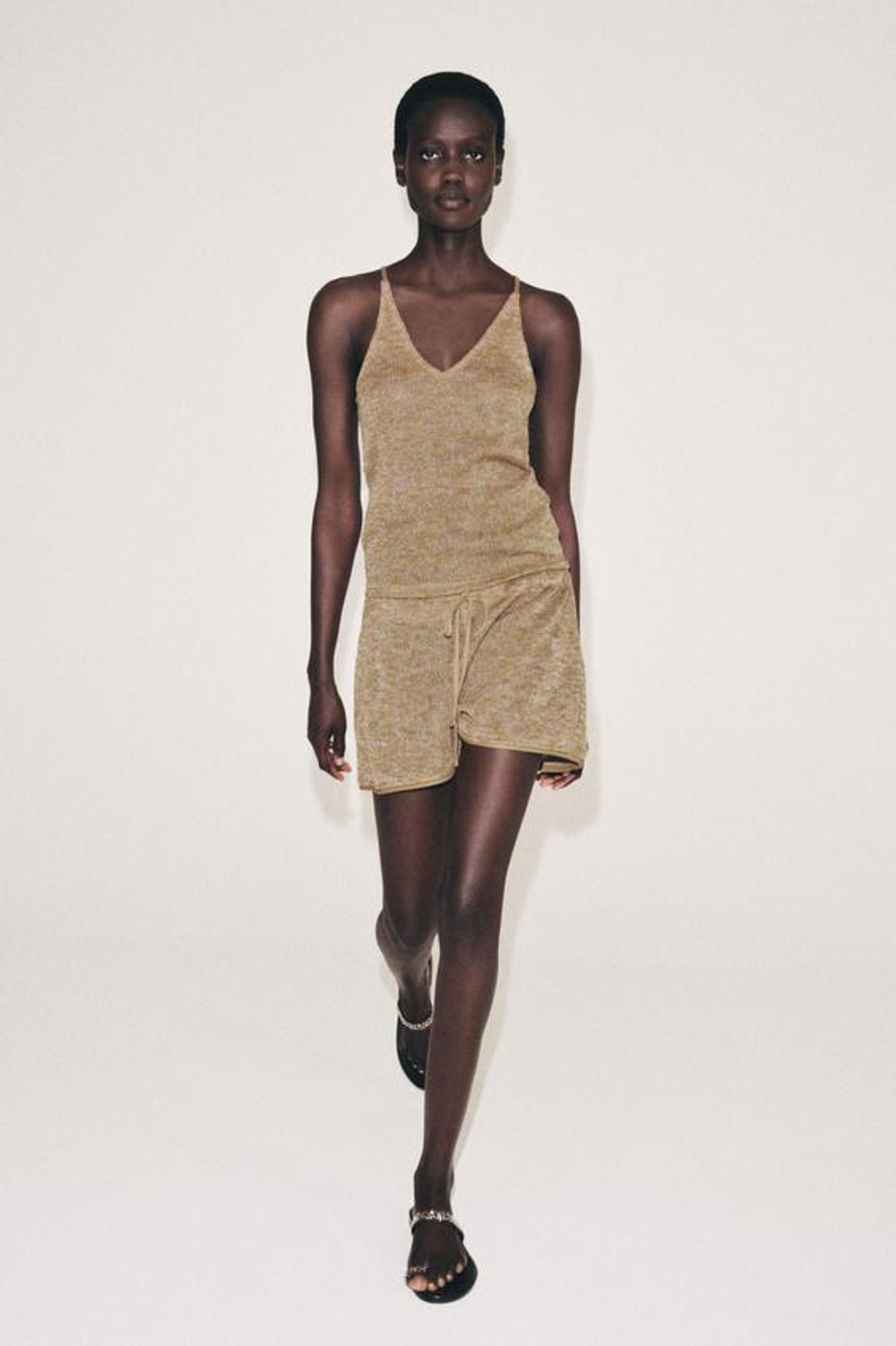 ZARA ШОРТЫ ИЗ ТКАНИ «РУСТИК», БЕЖЕВЫЙ