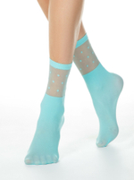 CONTE FANTASY Удлиненные носки с прозрачным верхом в горошек