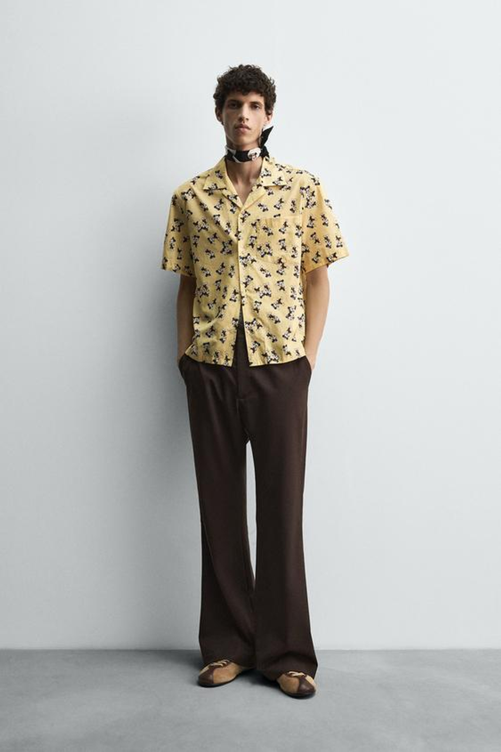 ZARA HARRY LAMBERT X DISNEY БРЮКИ КЛЕШ, КОРИЧНЕВЫЙ