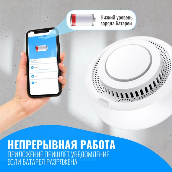 Умный WiFi датчик дыма с сиреной Smart Aura