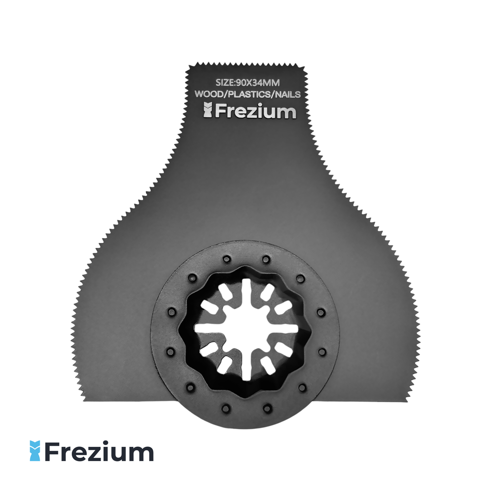 Насадка фигурная "Frezium" для реноваторов Bosch, Makita, Fein по дереву, пластику и гвоздям 90x34 мм Насадка фигурная "Frezium" для реноваторов Bosch, Makita, Fein по дереву, пластику и гвоздям 90x34 мм