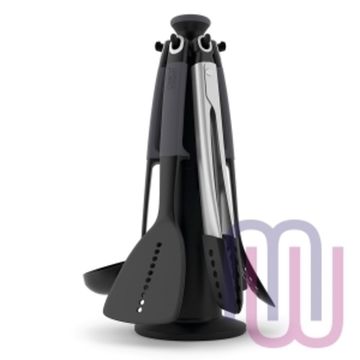 Набор из 6 кухонных инструментов Joseph Joseph Elevate с щипцами на подставке серый