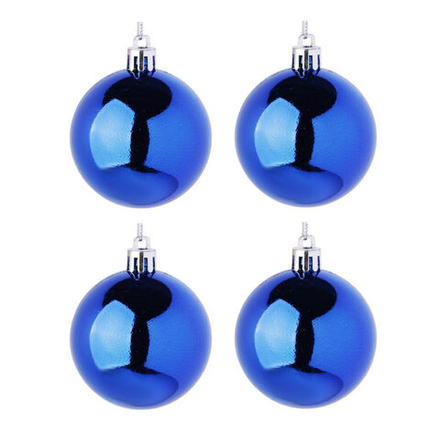 Набор елочных шаров 8 см, 4 шт., синйи, пластик