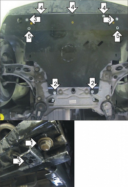 Защита картера Двигателя, КПП. 2 мм, Сталь. для Opel Vivaro 2006-2014, Renault Trafic 2001-2014 MOTODOR.01529