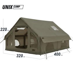 Надувная палатка UNIX Camp Sirius 4х3 зеленый (+ навес)