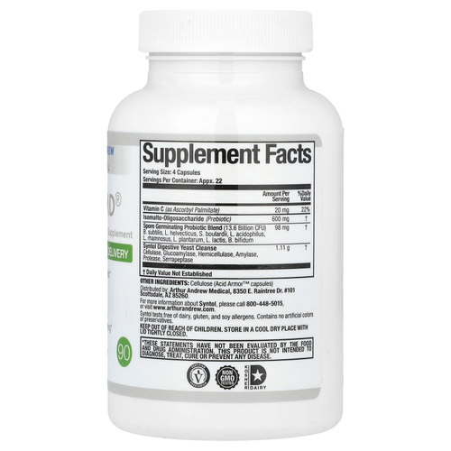 Arthur Andrew Medical, Syntol AMD, Advanced Microflora Delivery, средство для здоровой микрофлоры, 500 мг, 90 капсул
