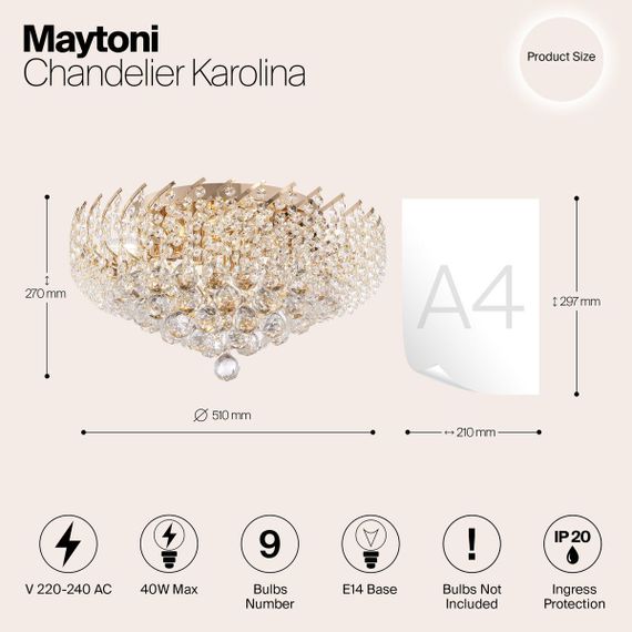 Потолочная люстра Maytoni Karolina DIA120-09-G