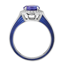 Кольцо с Танзанитом и Бриллиантами, Эмаль, R0143-3/2