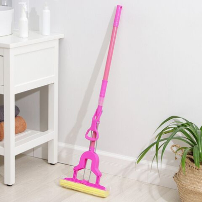 Швабра для мытья пола со складным отжимом и телескопической ручкой (Цвет: не задано)