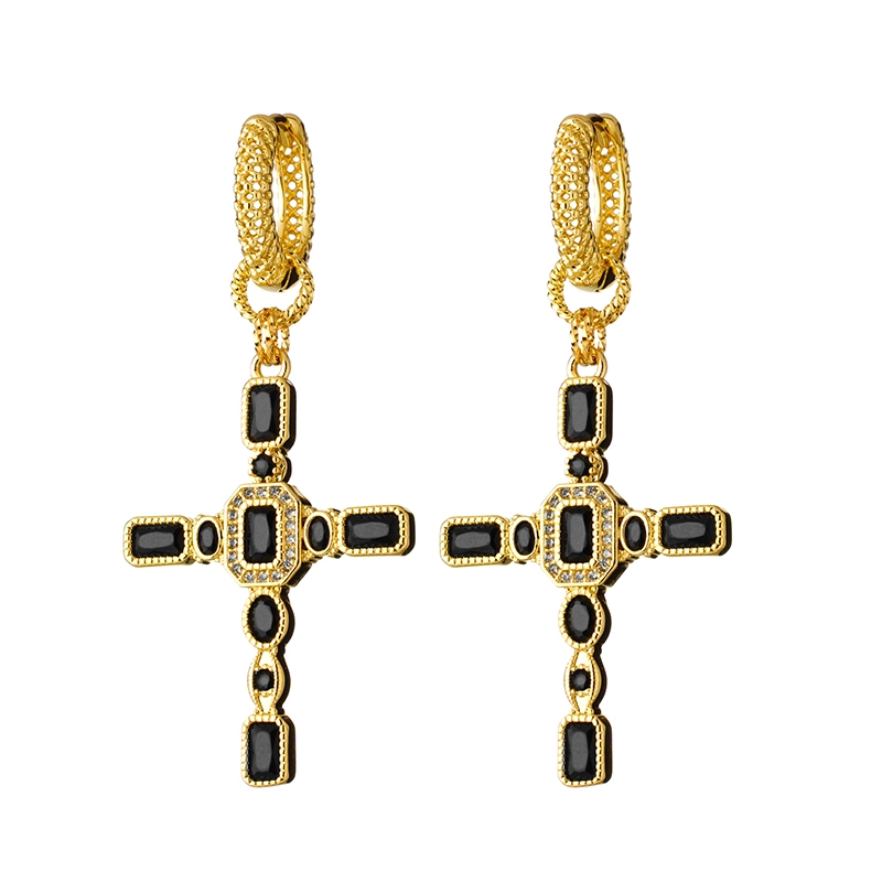 Серьги Вайолет – Золото, Черная