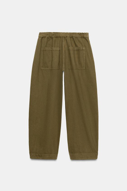 ZARA БРЮКИ BARREL — ZW COLLECTION, ХАКИ