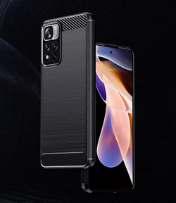 Мягкий чехол в стиле карбон для Xiaomi Poco X4 NFC 5G, серии Carbon от Caseport