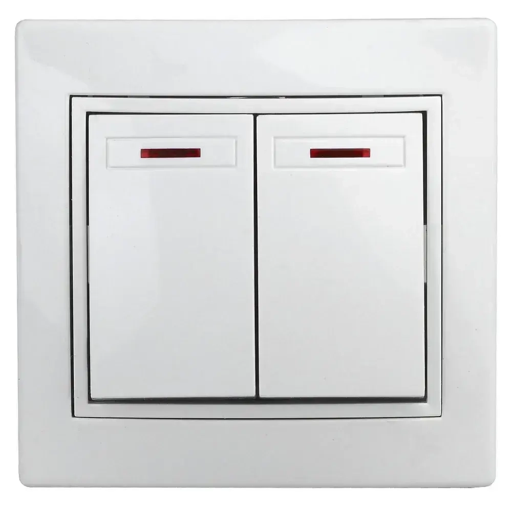 Выключатель Intro Plano 1-105-01 двухклавишный с подсветкой 10А-250В IP20 СУ Plano белый