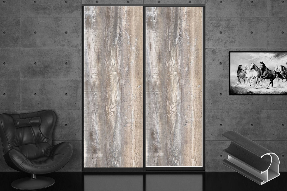 Дверь-купе 2650*600(700,800,900) мм, черный велюр, LAMARTY (19 цветов)