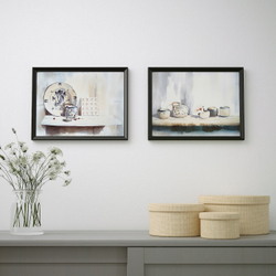 IKEA BILD  (ИКЕА БИЛД)  -  Плакат, белая и голубая керамика, 40x30 см