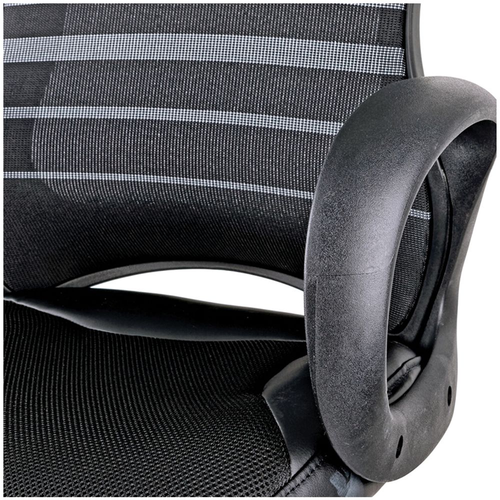 Кресло игровое Helmi HL-S05 "Podium", ткань/сетка/экокожа черная, пластик черный