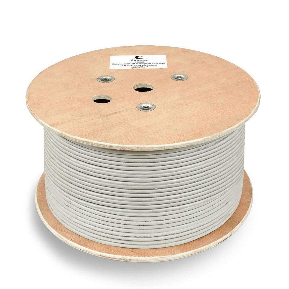 Кабель витая пара U/UTP 6a кат. 4 пары Cabeus UTP-4P-Cat.6a-SOLID-PVC-GY