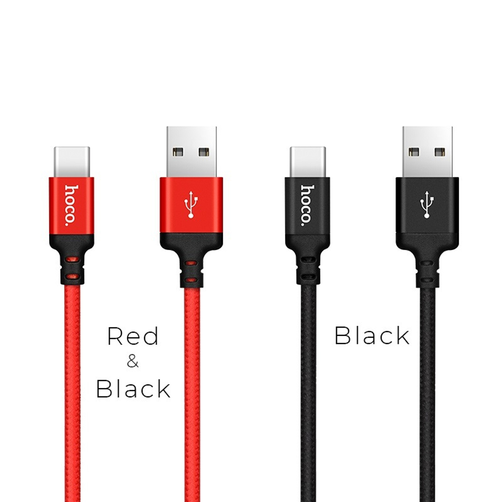 Кабель USB - TypeC HOCO X14 (черно-красный) 2м