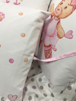 Комплект в кроватку 18 предметов "Мишка в платье розовый", сатин