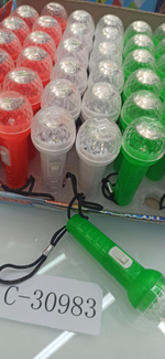 Фонарик пластиковый брелок 9 см, 4 цвета микс, с-30983