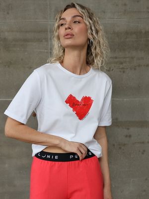 Футболка c печатным принтом СЕРДЦЕ ,  белая