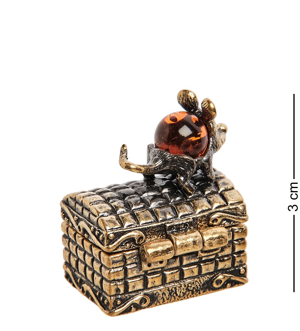 Народные промыслы AM-1347 Фигурка «Сундучок Ушастика» (латунь, янтарь)