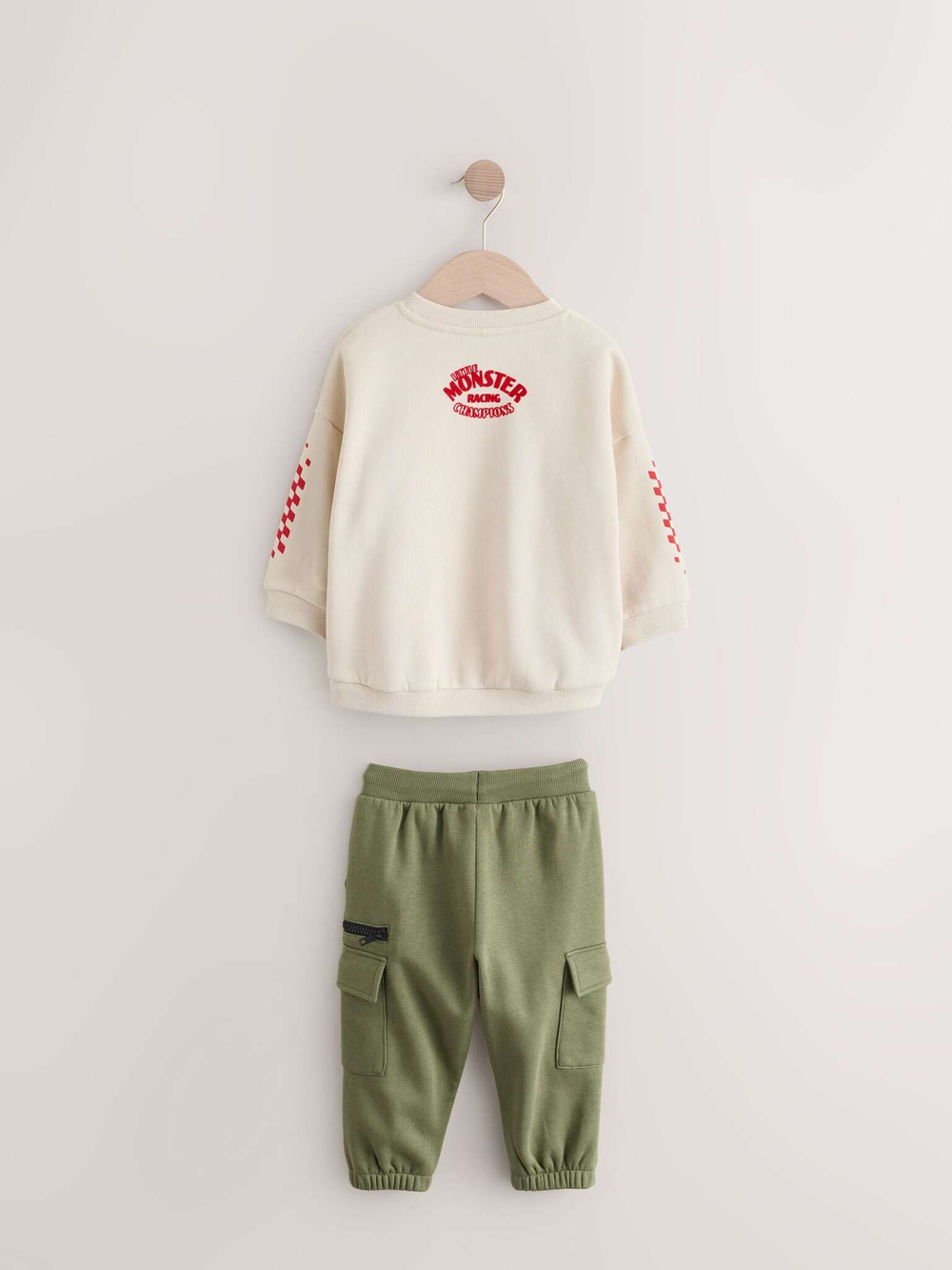 Толстовка и джоггеры в комплекте для мальчика Next E60-683, Молочный, Хаки