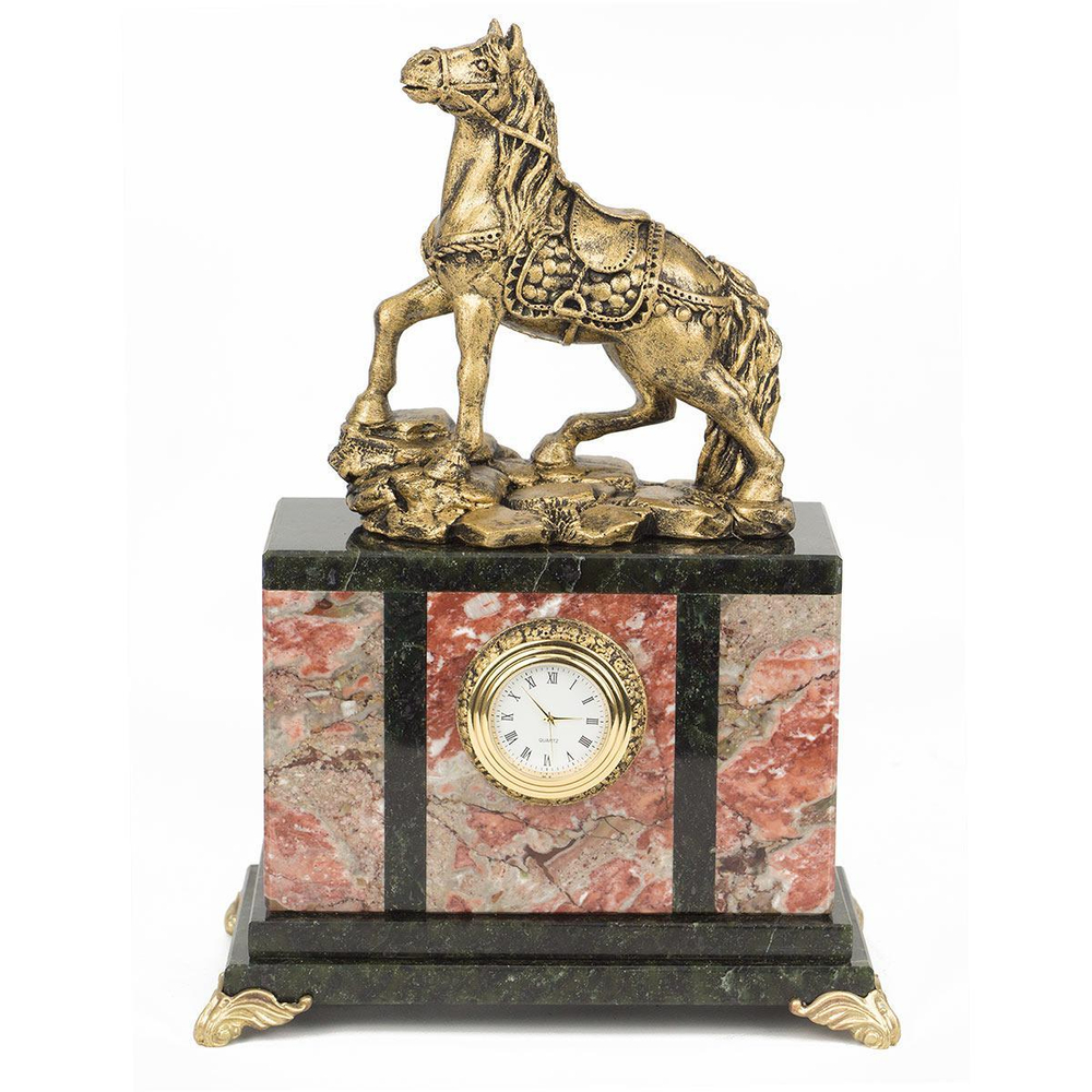 Часы "Конь" креноид статуэтка мрамолит 175х100х245 мм 2750 гр. R117895