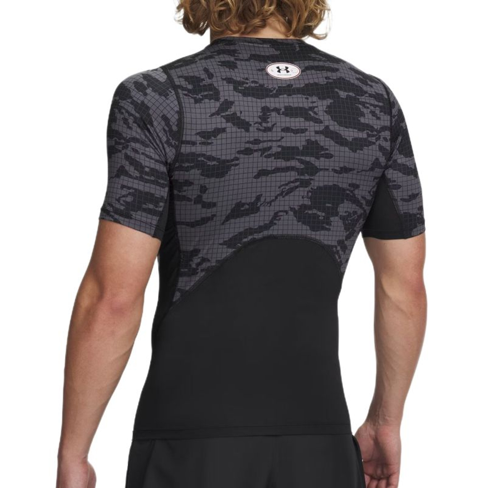 Мужская теннисная футболка Under Armour HeatGear Printed - black/castlerock/white