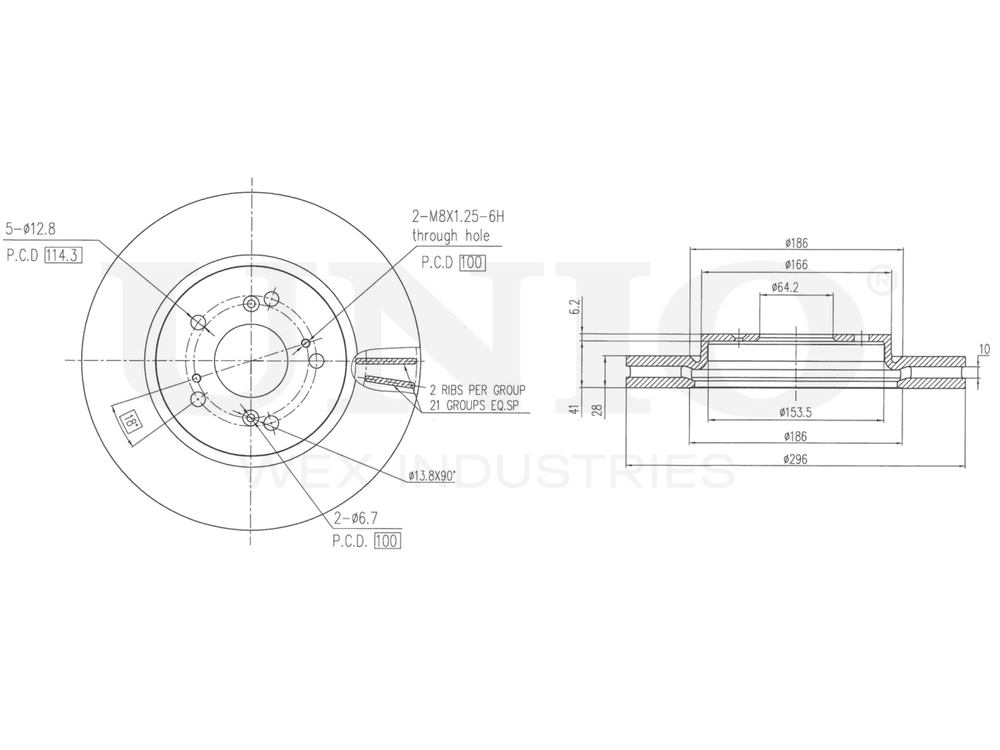 Диск тормозной передний UNIO BRD-20576