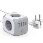 Тройник-удлинитель 1.5 метра, с USB, Type-C PowerCube, 3 гнезда 220V, 3 USB 2100mA / 1 Type-C 3400mA, c заземлением, защитные шторки, 16 A/4000 Вт.