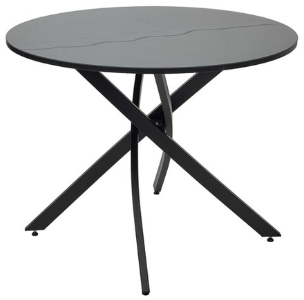 Стол М-City DISAUR Дарио D100 Черный, стекло, Черный каркас