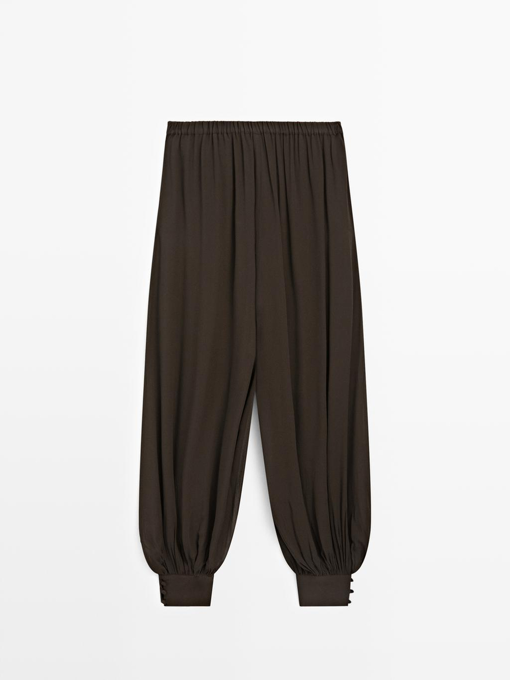 Massimo Dutti Брюки-саруэль с пуговицами, шоколадный