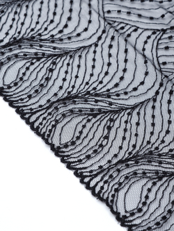 Вышивка на сетке неэластичная черная ширина 19,5 см