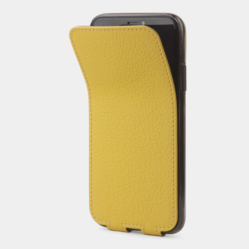 Чехол для iPhone X/XS из натуральной кожи теленка, желтого цвета