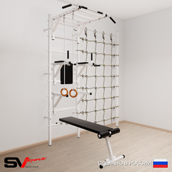 Шведская стенка Sv Sport 5610 (Турник рукоход/Брусья/Стойка/Скамья/Кольца/Канатный лаз)