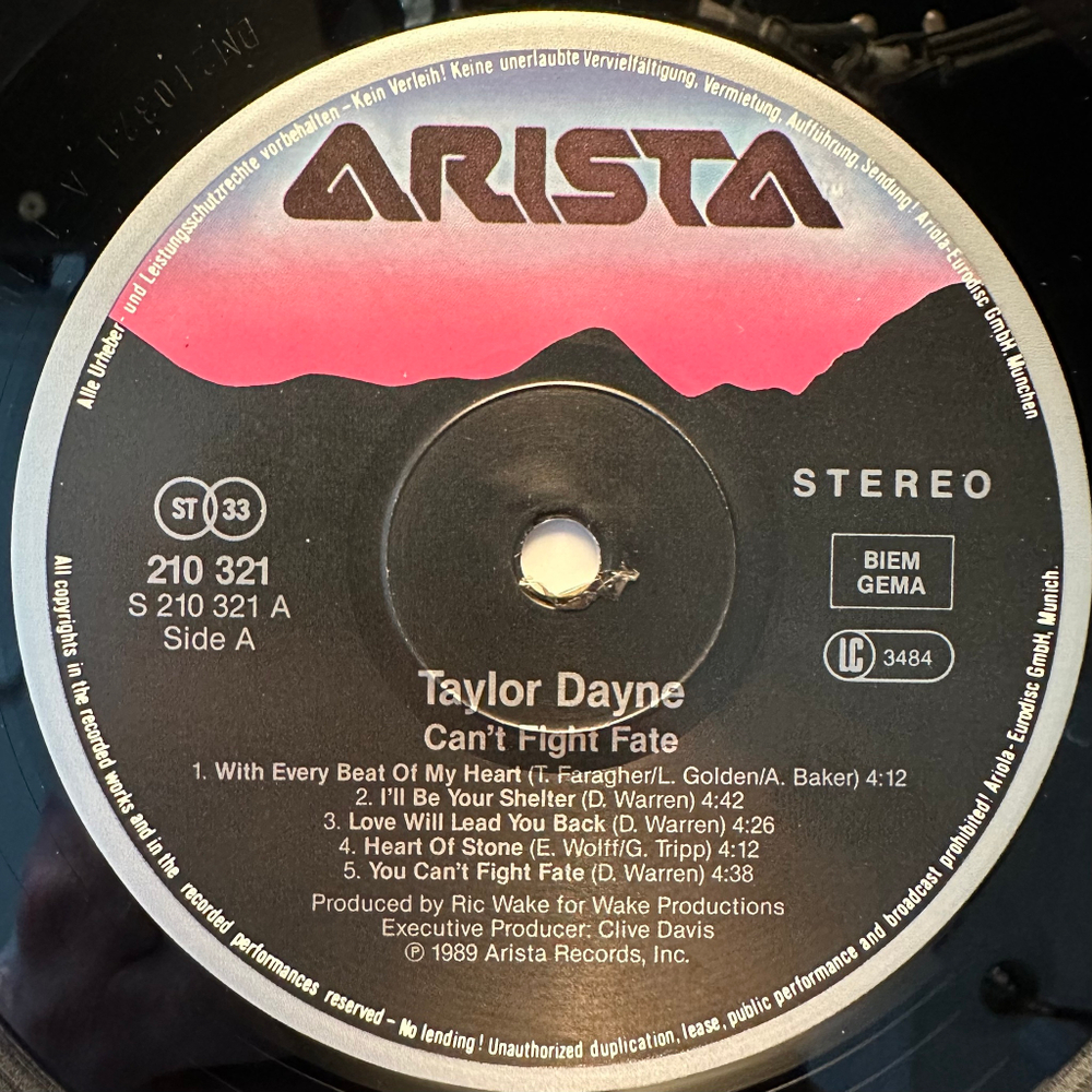 Taylor Dayne - Can't Fight Fate (Германия 1989г.)