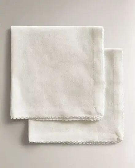 ZARA HOME САЛФЕТКИ С ФЕСТОНАМИ (НАБОР ИЗ 2 ШТ.), БЕЛЫЙ