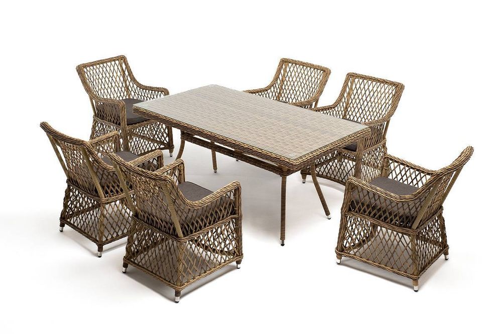 "Латте" обеденная группа плетеная, цвет соломенный