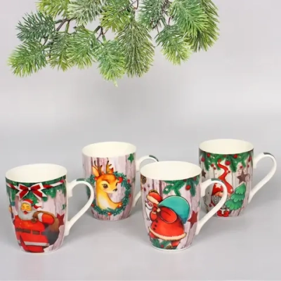 Кружка керамическая 350мл «Новогодня сказка», микс 4рисунка