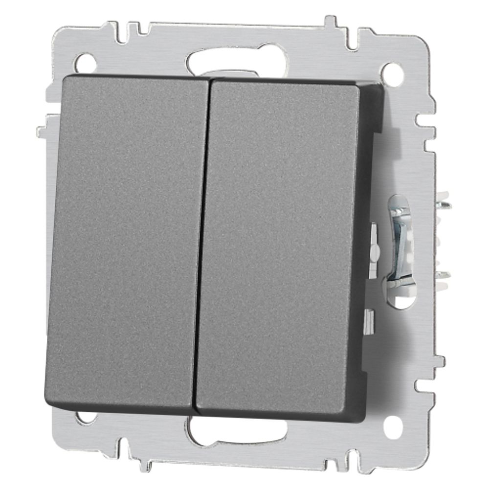 Переключатель Intro Accent 6-107-07 двойной, 10А-250В, IP20, СУ, AL/CU, графит