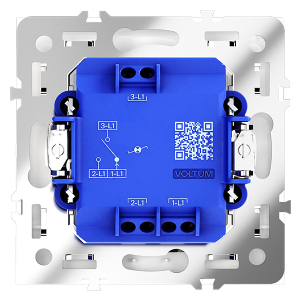 Проходной переключатель встраиваемый VOLTUM S70 одноклавишный с подсветкой 10А, (белый глянцевый)