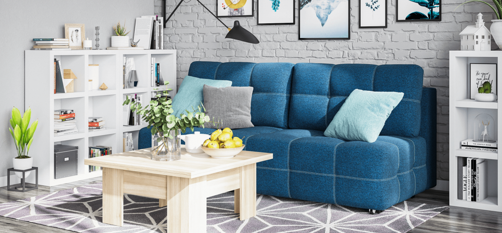 Диван Денди Мини Рогожка Мальмо синий