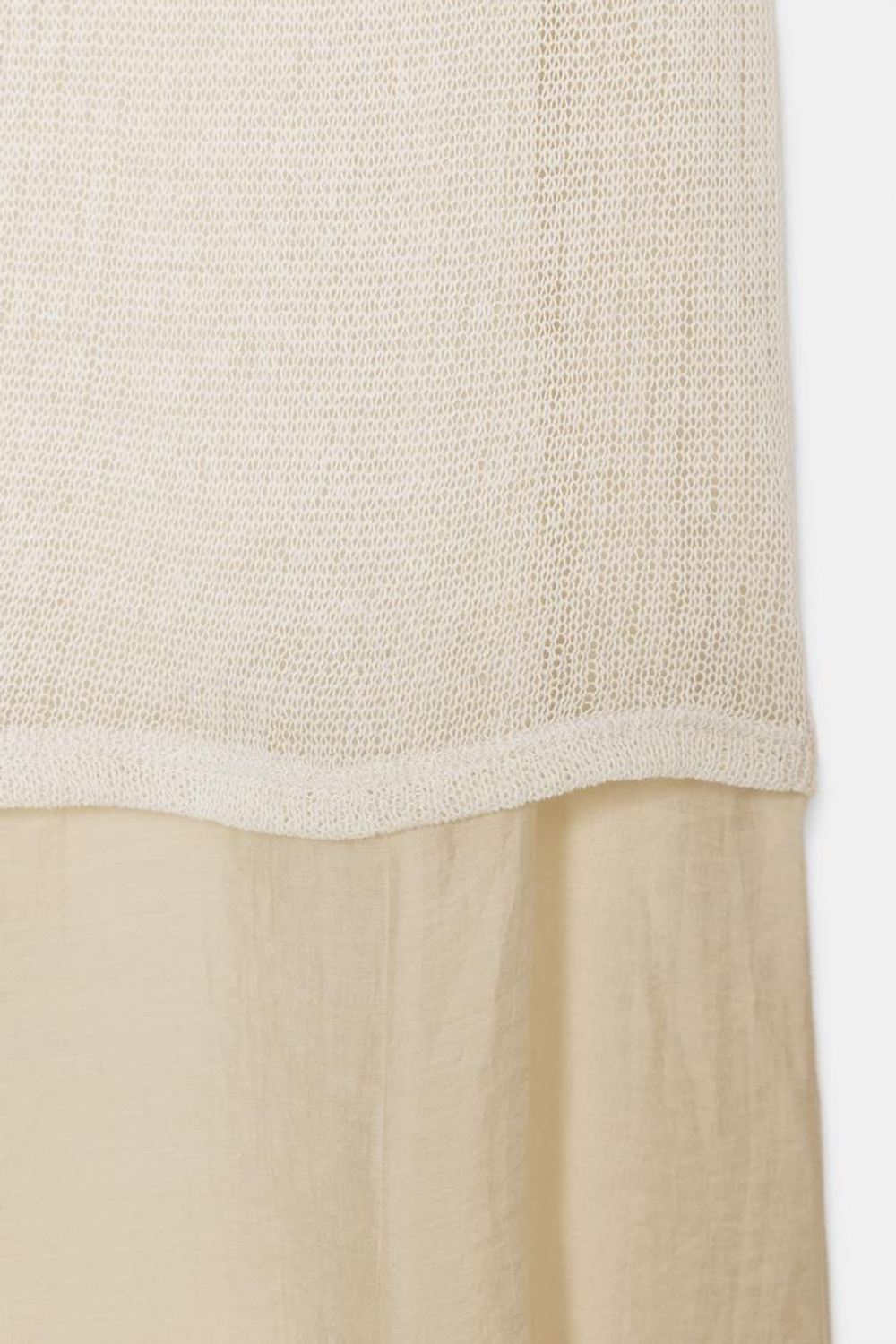 ZARA ДЛИННОЕ КОМБИНИРОВАННОЕ ПЛАТЬЕ, ЦВЕТ СЛИВОЧНОГО МАСЛА